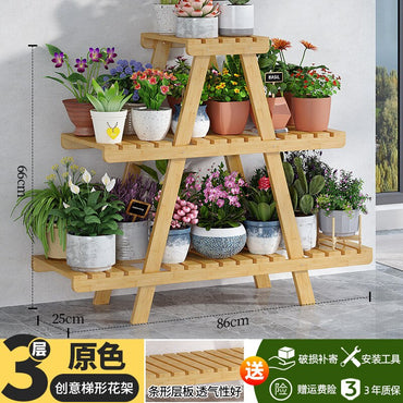 Bamboo Indoor Balcony Flower Rack