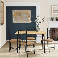 Traditional 5-Piece Wood Metal Dining Set