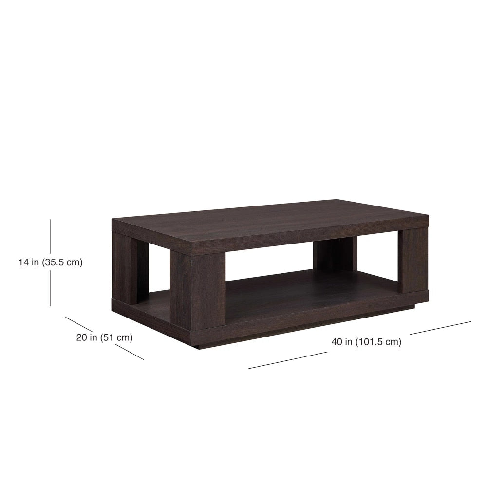 Steele Coffee Table with Lower Shelf, Espresso living room table  furniture