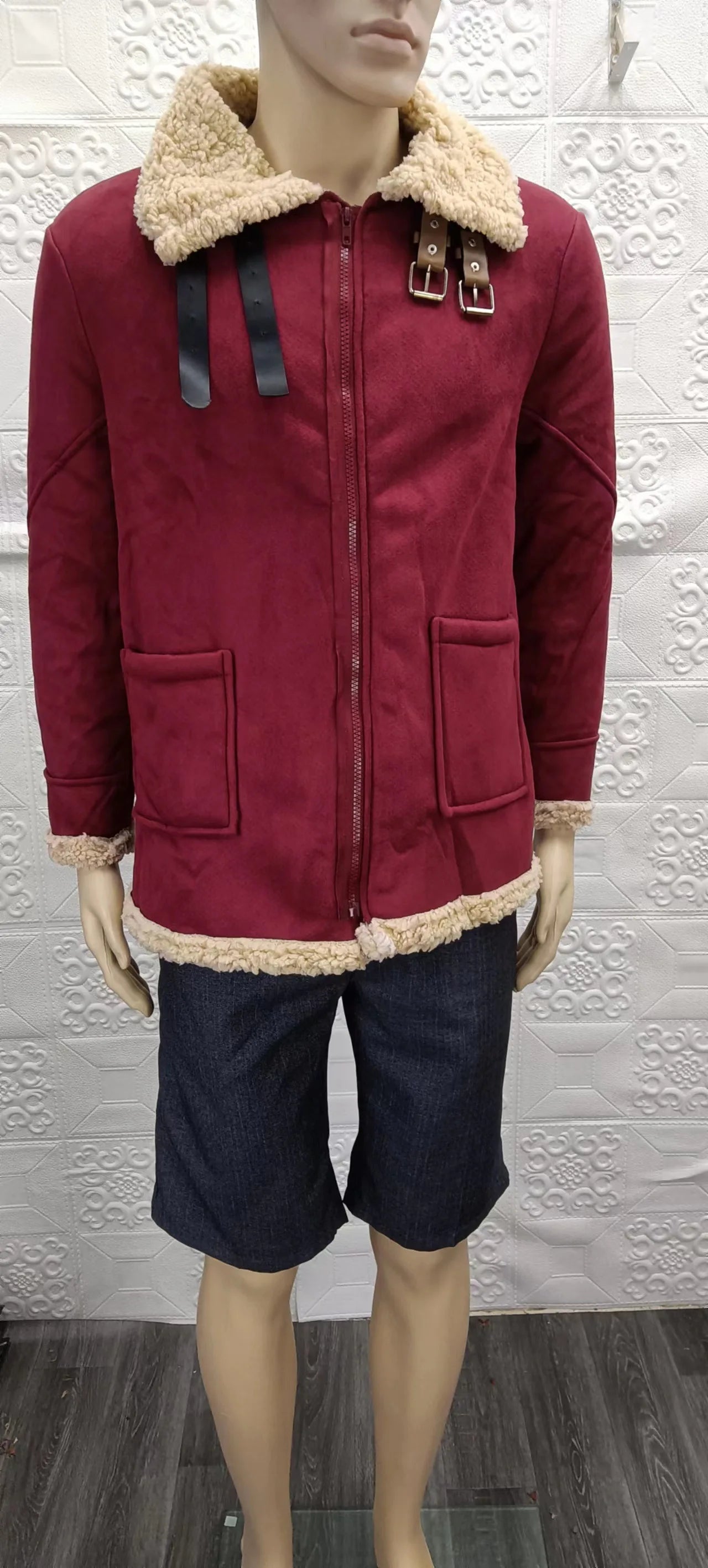 Faux Leather Warm Bomber  Winter Jacket