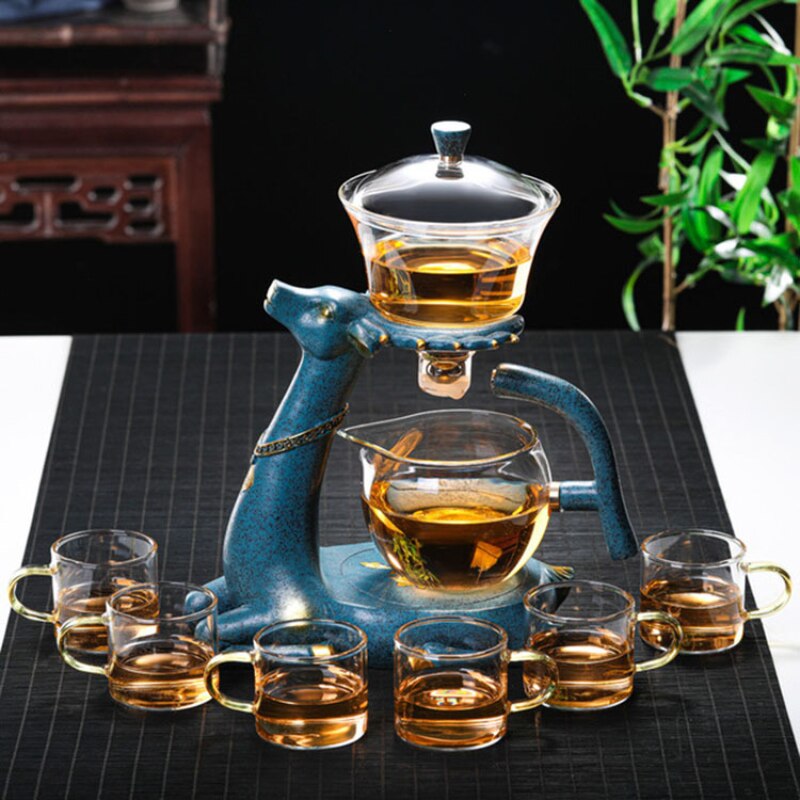 Magnetic Rotation Glass Tea Pot