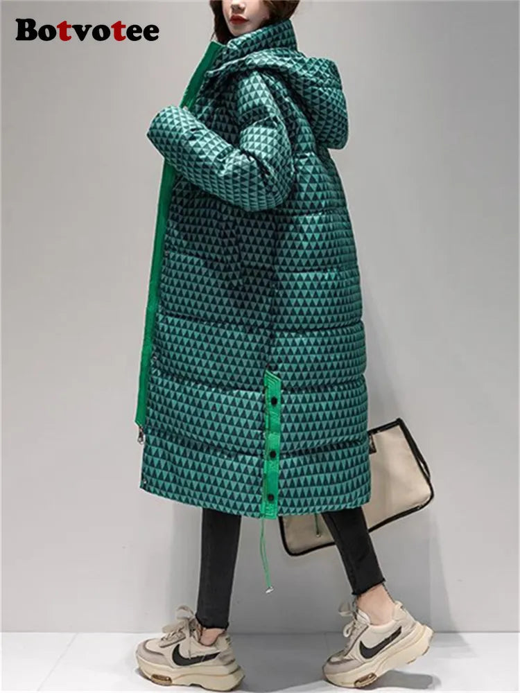 Geometric Ladies Winter Down Coat