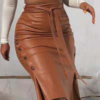 Spring Ladies PU Leather Mini Skirt