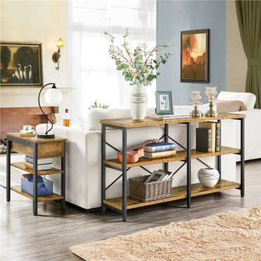 3-Tier Industrial Console Table for Living Room