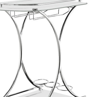 Serving Cart with 2 Frosted Glass Shelves