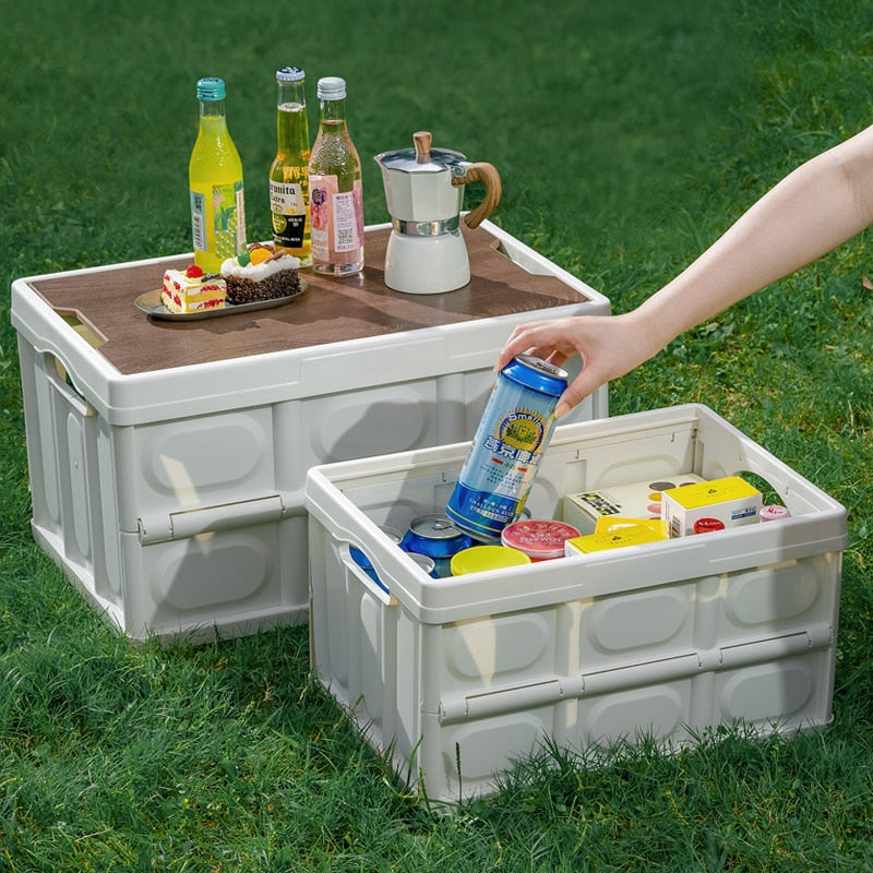 Camping Folding Box With Wooden Lid