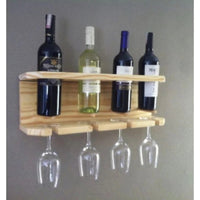 Vintage Oak Wood 2/6 Bottles Glasses Holder