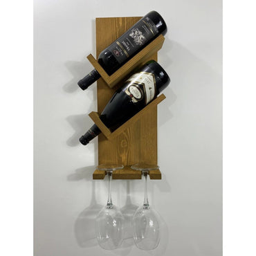 Vintage Oak Wood 2/6 Bottles Glasses Holder