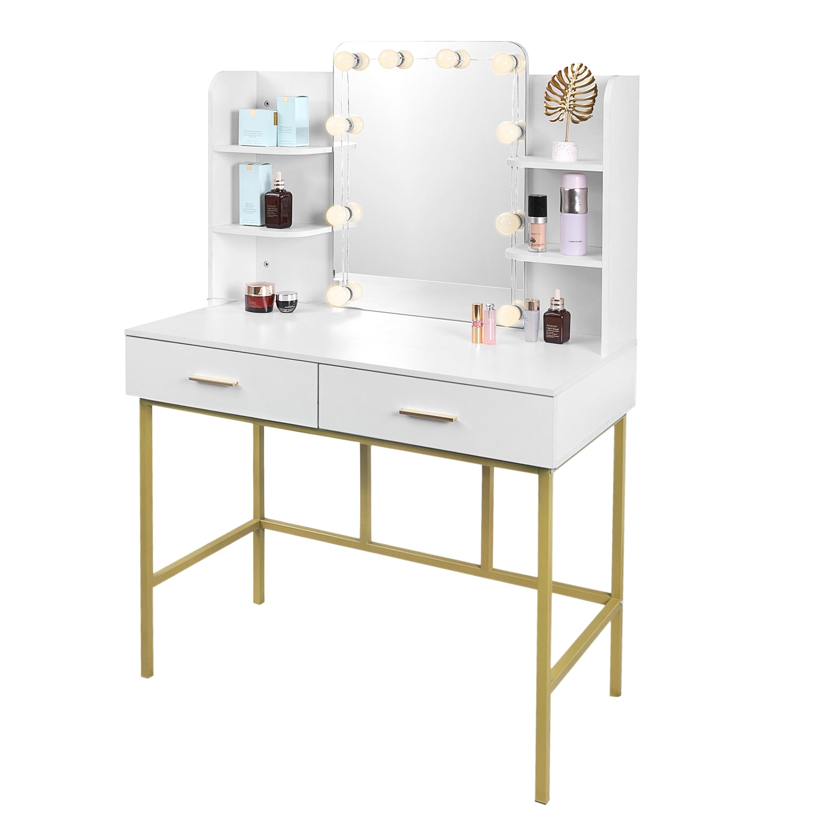 White Gold Dressing Table with Mirror