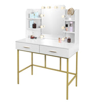 White Gold Dressing Table with Mirror