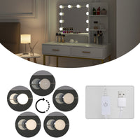 White Dressing Table with 10 LED Bulbs Mirror