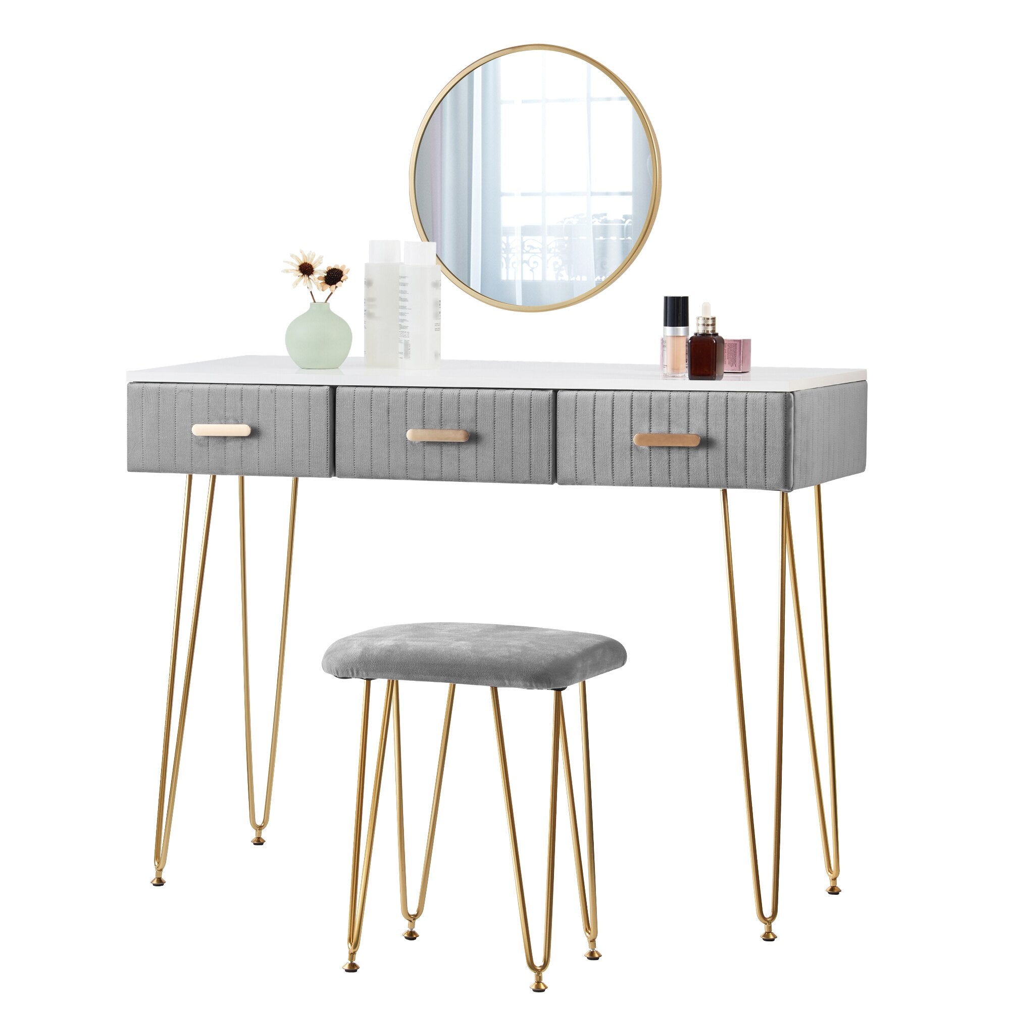 Modern Dressing Table with Stool