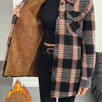 Women's Casual Plaid Composite Plush Warm Jacket