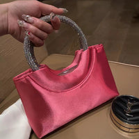 Women's Silk Satin Dinner Rhinestone Tote Special-interest Design