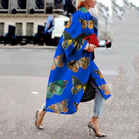 Women's Long Thickened Coat Printed Loose Trench Coat
