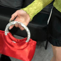 Women's Silk Satin Dinner Rhinestone Tote Special-interest Design