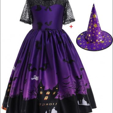 Halloween Princess Dress Halloween Printed Mesh