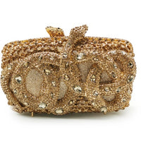 Python Diamond-studded Dinner Bag Magnetic Clasp Chain Clutch