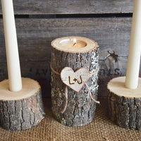 Wooden Candlesticks With Romantic Dinner Tabletop Ornaments