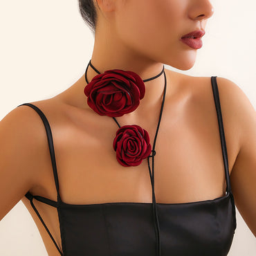 Lace-up Vintage Necklace Rose Dinner Collar Accessories