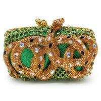 Python Diamond-studded Dinner Bag Magnetic Clasp Chain Clutch