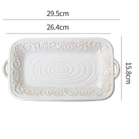Retro Embossing Dinner Plate Ceramic Tableware