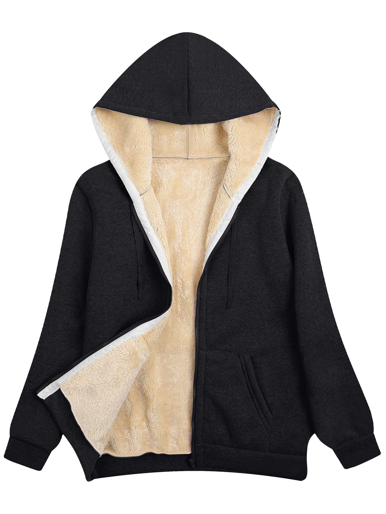 Fleece-lined Thickened Hooded Plush Women's Coat