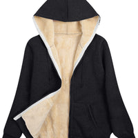 Fleece-lined Thickened Hooded Plush Women's Coat