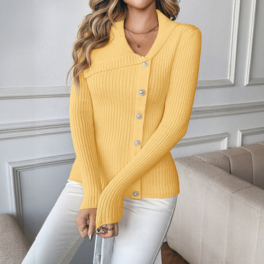Asymmetric V-neck Slim Fit Sweater Women