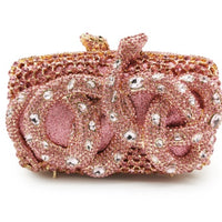 Python Diamond-studded Dinner Bag Magnetic Clasp Chain Clutch