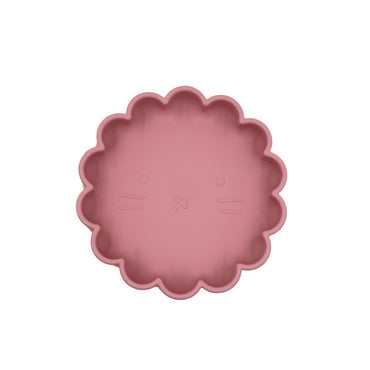 Baby Cute Lion Silicone Wooden Handle Fork Spoon Dinner Plate