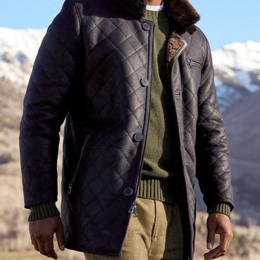 Quilted Fur Coat Long Fur Button Coat Jacket