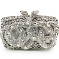 Python Diamond-studded Dinner Bag Magnetic Clasp Chain Clutch