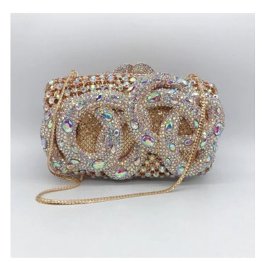Python Diamond-studded Dinner Bag Magnetic Clasp Chain Clutch