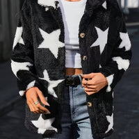 Women's Printed Double-sided Plush Casual Button Plush Coat