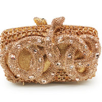 Python Diamond-studded Dinner Bag Magnetic Clasp Chain Clutch