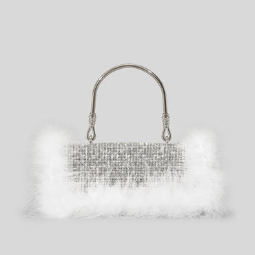 New Mink Fur With Diamonds Dinner Bag