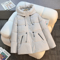Women's Mid-length Hooded Cotton Coat, Thickened And Slim-fitting Cotton Jacket, High-end Coat