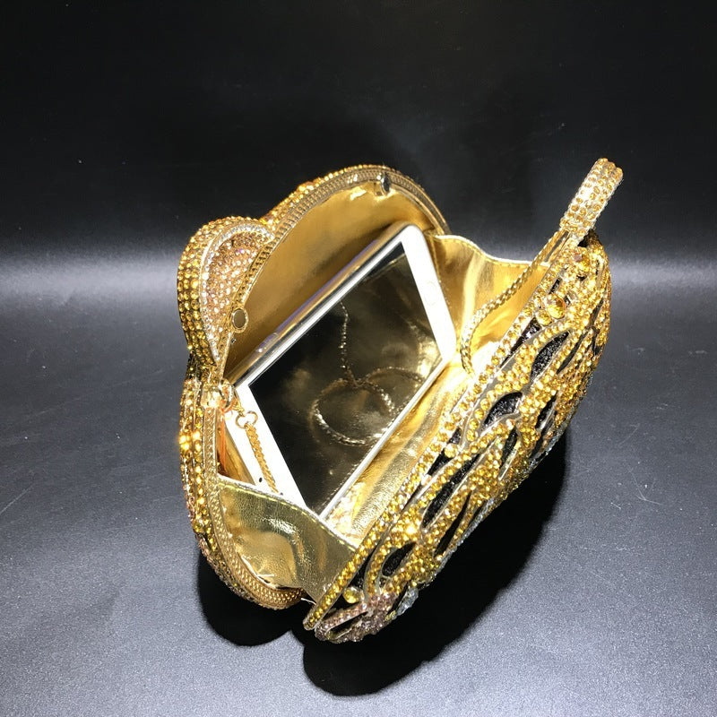 Metal Crystal Dinner Bag Hand-set With Diamonds