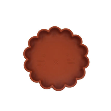 Baby Cute Lion Silicone Wooden Handle Fork Spoon Dinner Plate