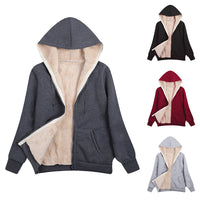 Fleece-lined Thickened Hooded Plush Women's Coat