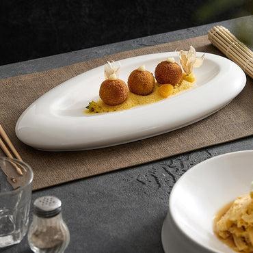 Irregular White Ceramic Dinner Plate