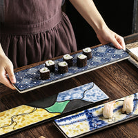 Hand-painted Long Sushi Ceramic Dinner Plate
