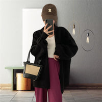 Women's Korean Style Puff Sleeve Solid Color Sweater Drop-shoulder Coat