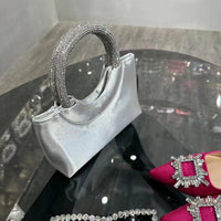 Women's Silk Satin Dinner Rhinestone Tote Special-interest Design