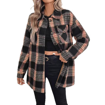 Women's Casual Plaid Composite Plush Warm Jacket