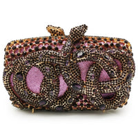 Python Diamond-studded Dinner Bag Magnetic Clasp Chain Clutch
