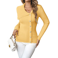 Asymmetric V-neck Slim Fit Sweater Women