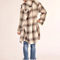 Vintage Plaid Long Cardigan Shirt Jacket