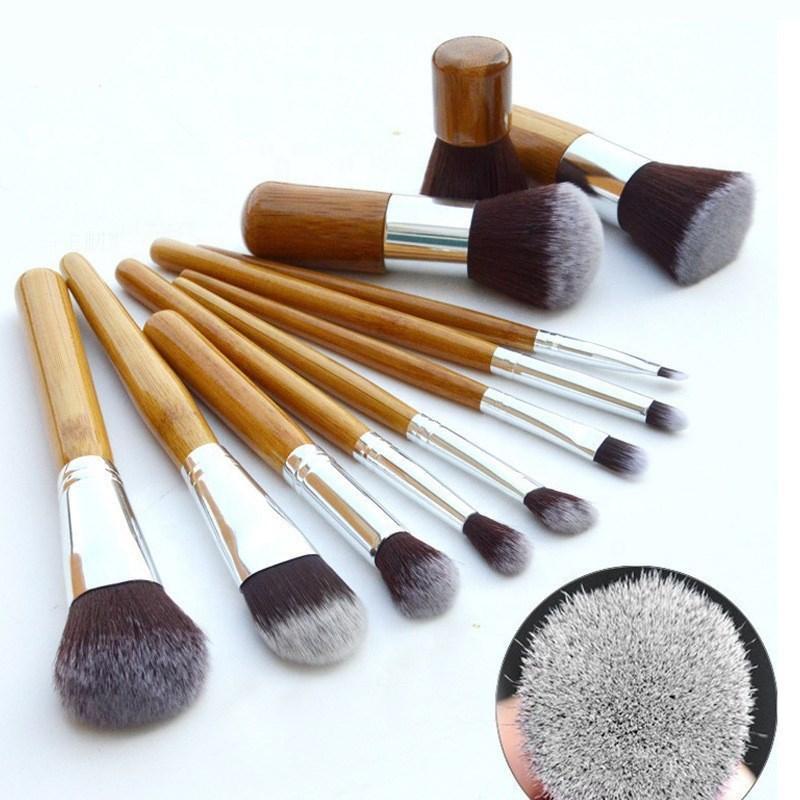 Wood color makeup brush set - east2cart.uk